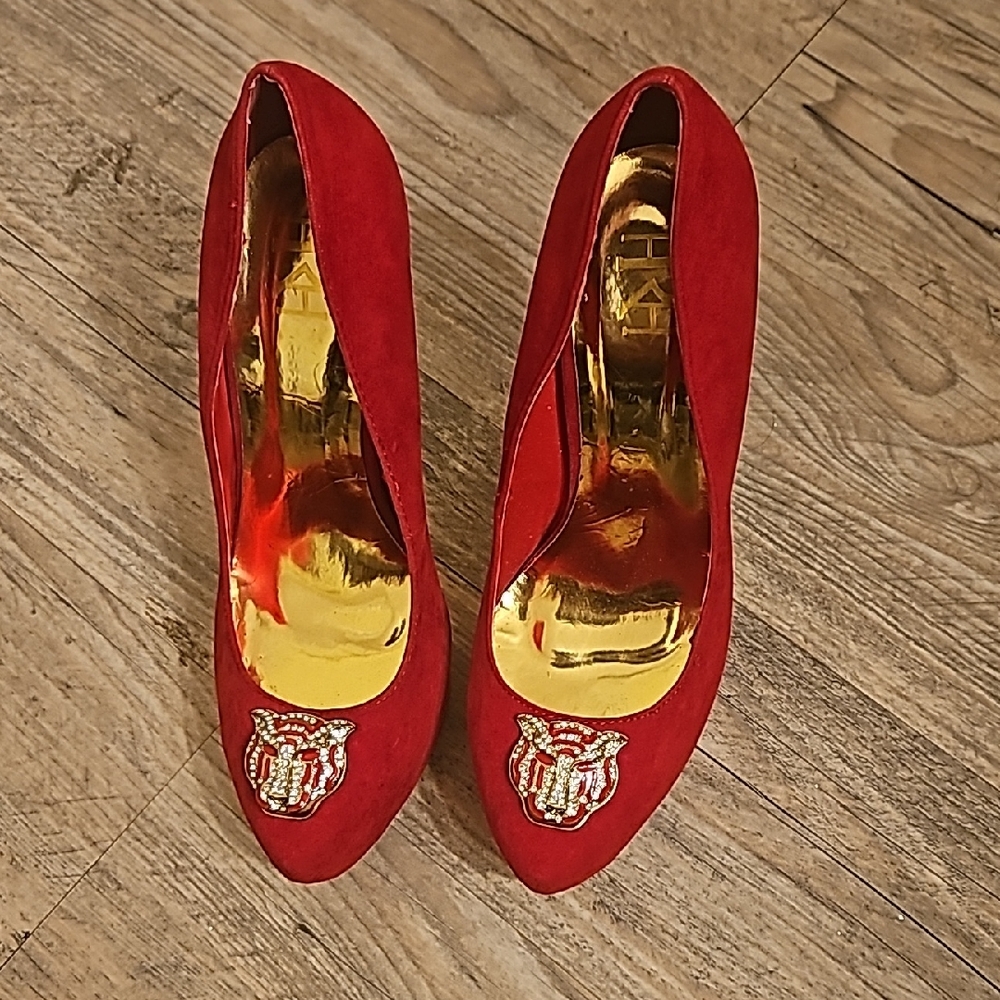 FRH Red Heels with Gold Detailing